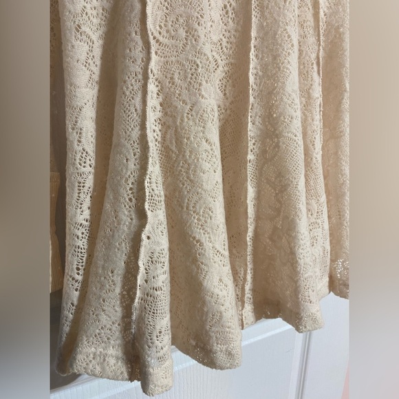 Free People Cream Lace Boho Long Sleeve Cowgirl Western Tunic Size Small - Picture 6 of 8